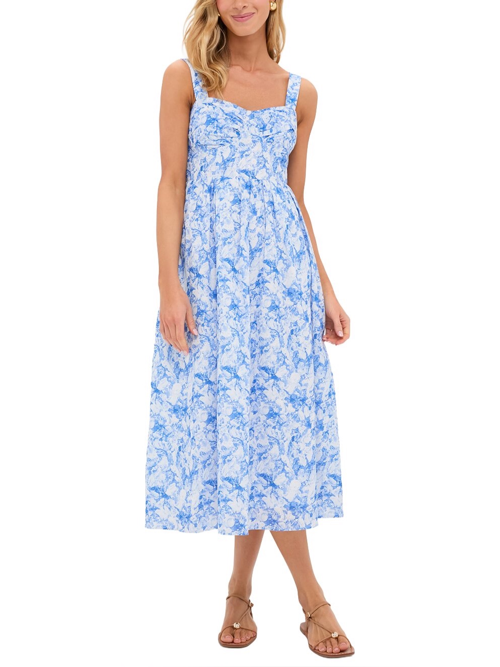Hyacinth House Blue Watercolor Annette Midi Dress Size Xxl